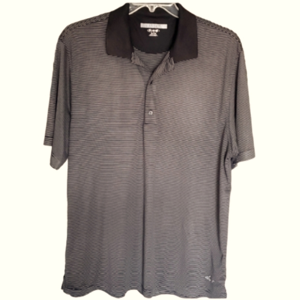 Greg Norman Mens Microlux‎ Stripe Black Polo in XL